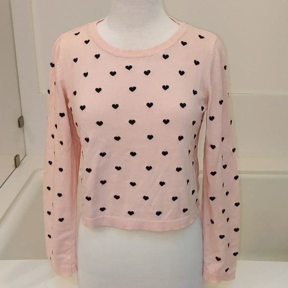 opruiming u003e pink jumper with black hearts -
